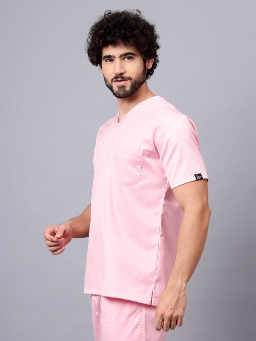 Copy of Stretchable (2Way) Male Powder Pink V-Neck With Jogger Scrub Set