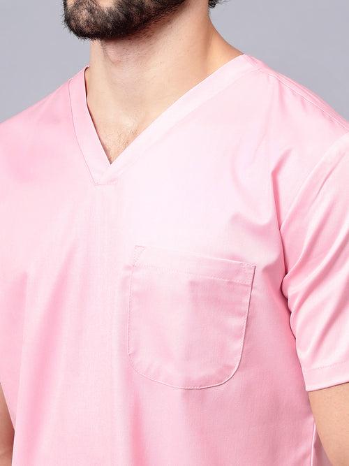 Copy of Stretchable (2Way) Male Powder Pink V-Neck With Jogger Scrub Set