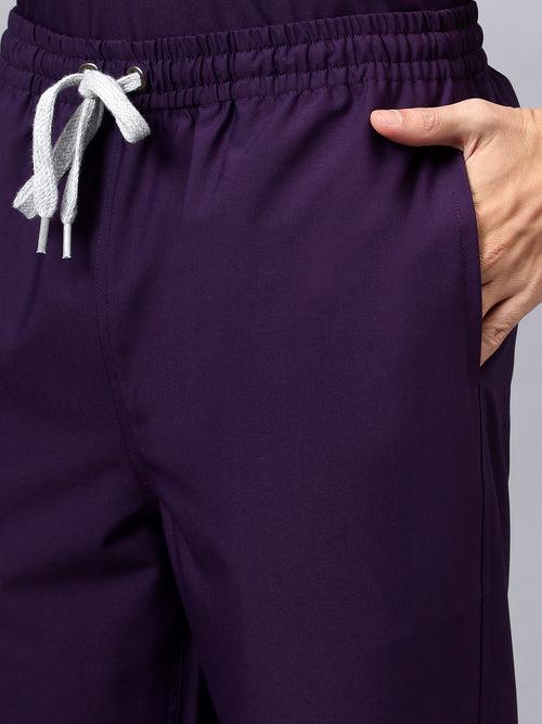 Stretchable (4Way) Male Violet Mandarin Neck with Straight Pant Scrub Set