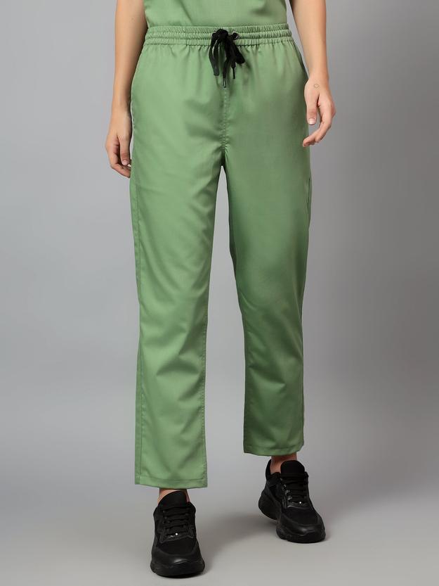 Stretchable (2Way) Female Pista Green Straight Scrub Pant