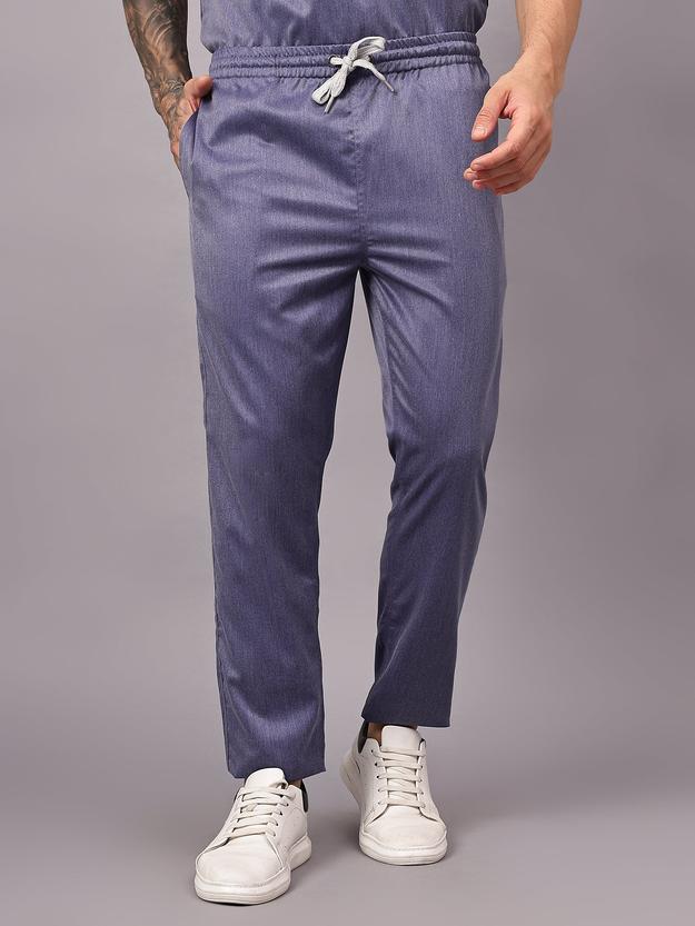 Stretchable (2Way) Male Denim Blue Texture Straight Scrub Pant