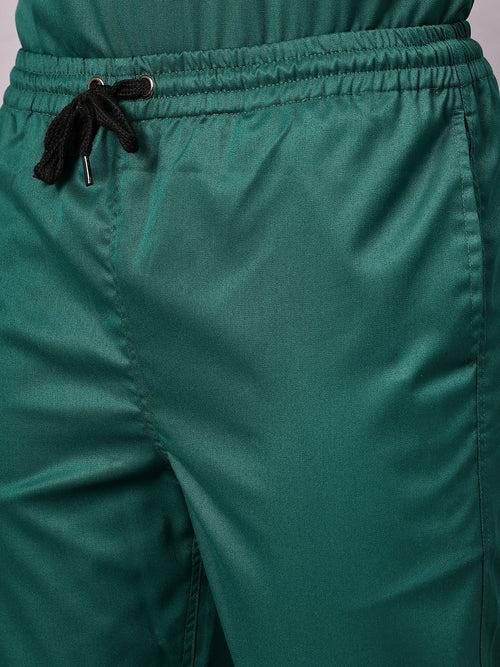 Stretchable (2Way) Male Hunter Green V-Neck With Jogger Scrub Set