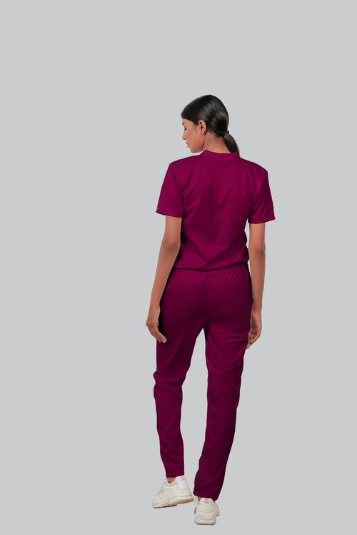 Stretchable (2Way) Female Wine Straight Scrub Pant