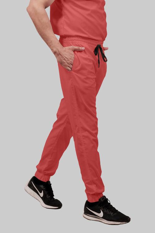 Stretchable (2Way) Male Peach V-Neck With Jogger Scrub Set