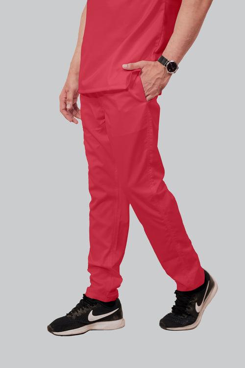 Stretchable (2Way) Male Coral Mandarin Neck With Straight Pant Scrub Set