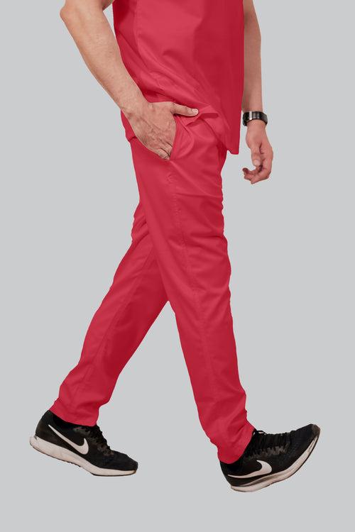 Stretchable (2Way) Male Coral V-Neck With Straight Pant Scrub Set