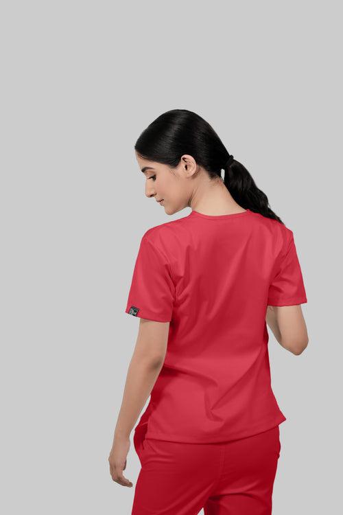 Stretchable (2Way) Female Coral V-Neck Scrub Top