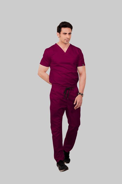 Stretchable (2Way) Male Wine Straight Scrub Pant