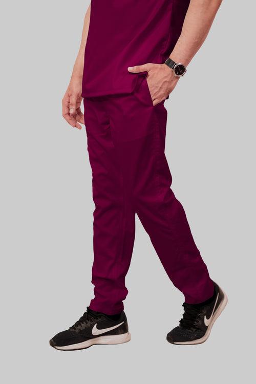 Stretchable (2Way) Male Wine Straight Scrub Pant