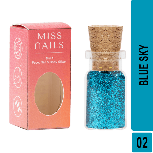 Miss Nails 3 in 1 Glitter - ( Blue Sky 2   )