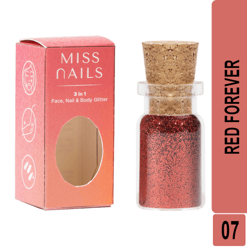 Miss Nails 3 in 1 Glitter - (  Red Forever 7   )