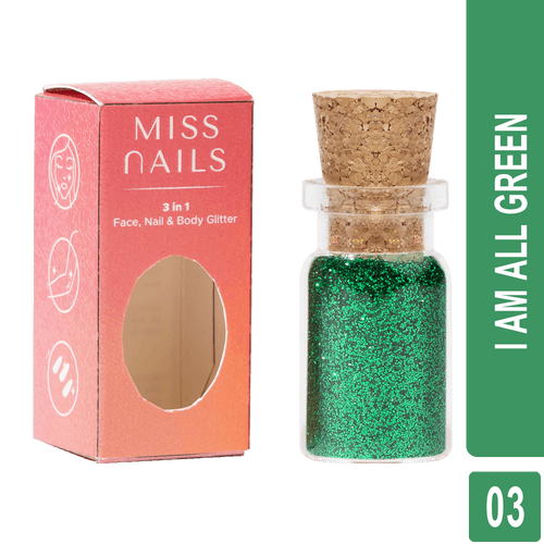 Miss Nails 3 in 1 Glitter - (  I am all Green 3  )