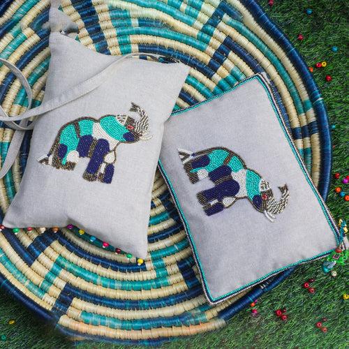 Bags - Beaded Elephant Teal