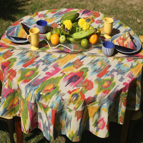 Round Table Cloth - Rangeen Ikat Joy