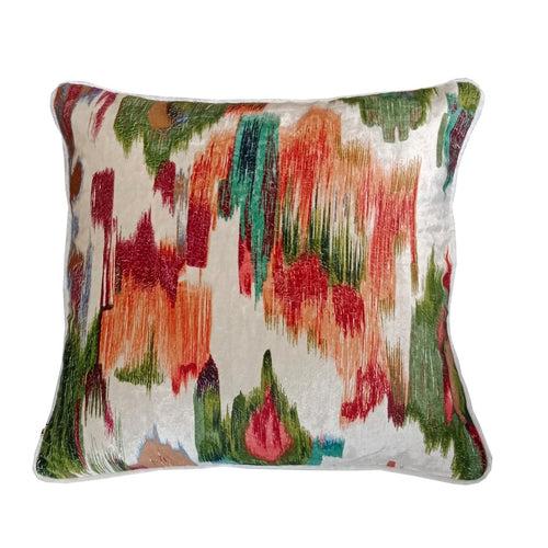 Velvet Cushion Cover - Rangeen Ikat Ekum