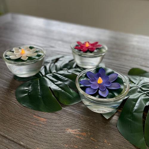 Diwali Monstera Leaves + LED Floating Lotus Candles Set