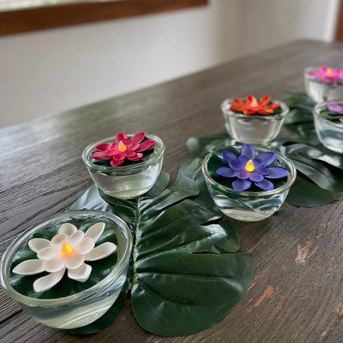 Diwali Monstera Leaves + LED Floating Lotus Candles Set