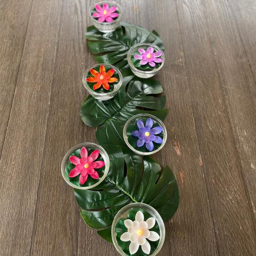 Diwali Monstera Leaves + LED Floating Lotus Candles Set