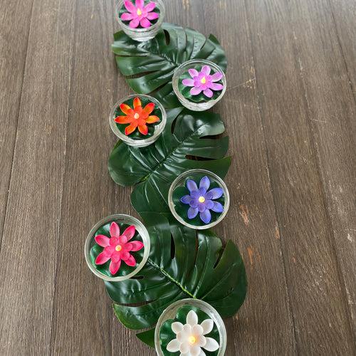 Diwali Monstera Leaves + LED Floating Lotus Candles Set