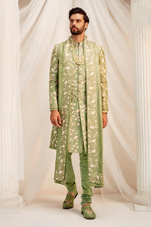 Jade Green Sherwani Set