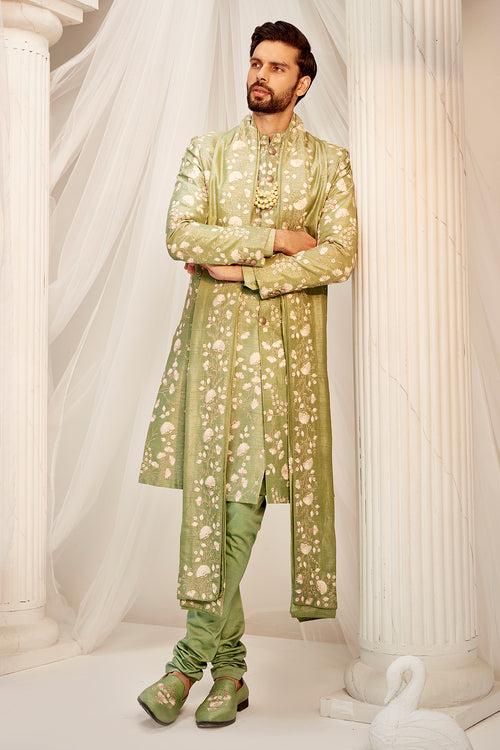 Jade Green Sherwani Set