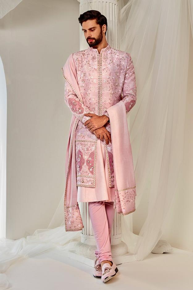 Salmon Pink Sherwani Set