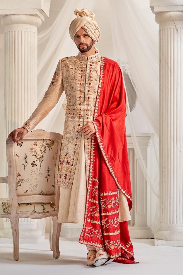 Light Gold  Sherwani Set