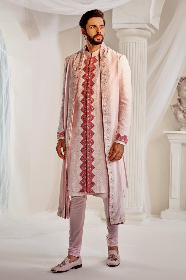 Powder Pink Sherwani Set