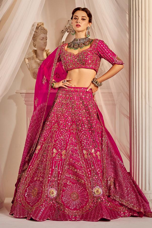 Floral Raspberry Pink Bridal Set