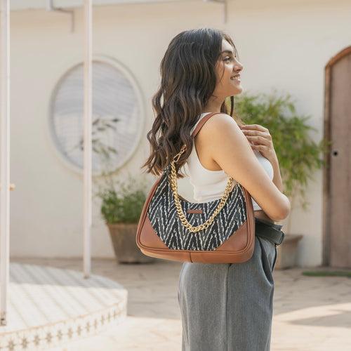 Blackberry Ikkat Hobo Baguette Bag