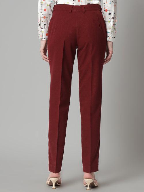 Regular Fit Tweed Trouser- Red