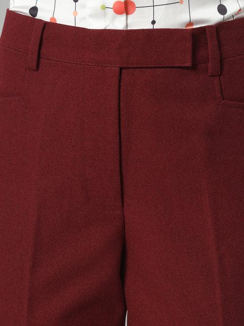 Regular Fit Tweed Trouser- Red