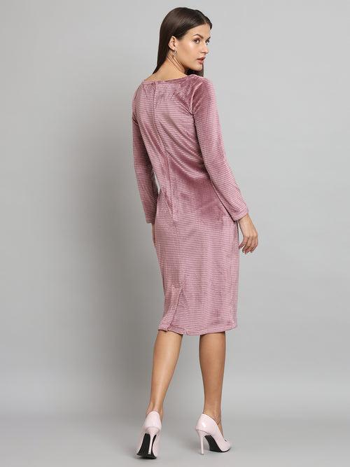 Stretch Velvet Dress- DUSTYPINK