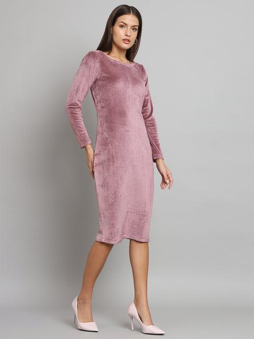 Stretch Velvet Dress- DUSTYPINK