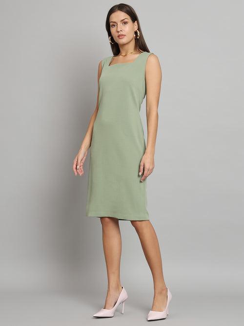 Stretch Knit Dress- Sage Green