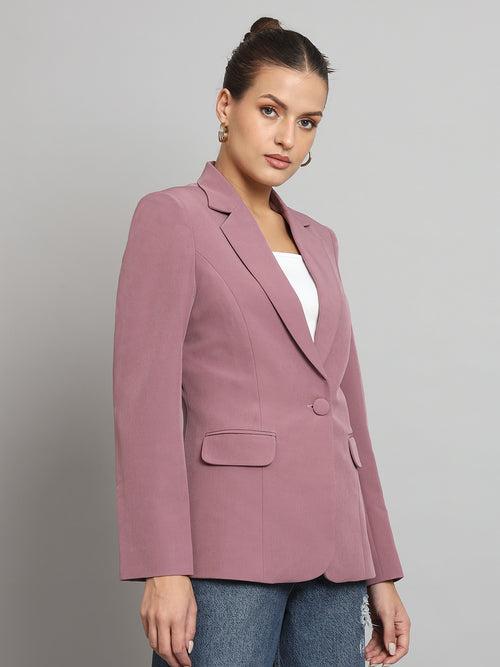 Notch Collar Stretch Blazer- Dusty Pink