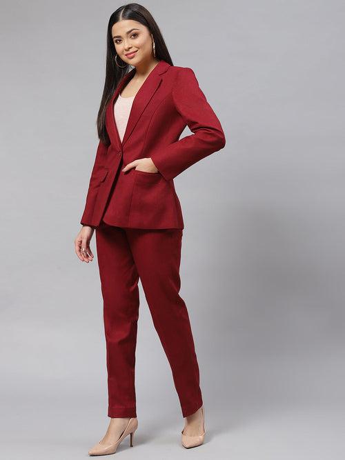 Warm Tweed Blazer - Wine Red