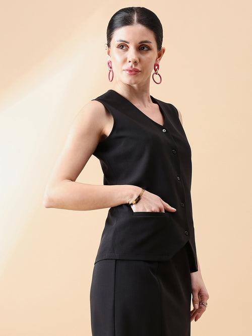 Waist Coat Top - Black