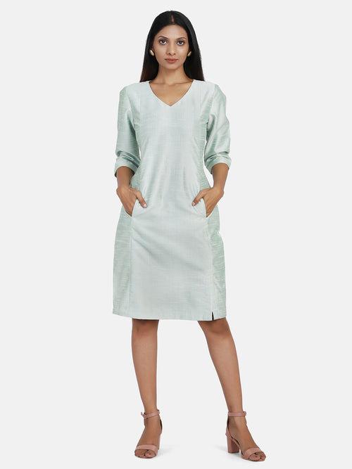 Dupioni Silk Shift Dress - Pistachio Green