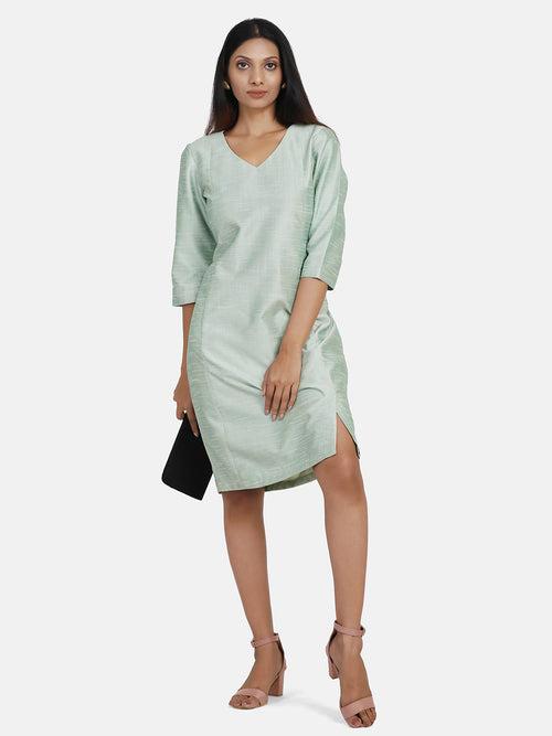 Dupioni Silk Shift Dress - Pistachio Green
