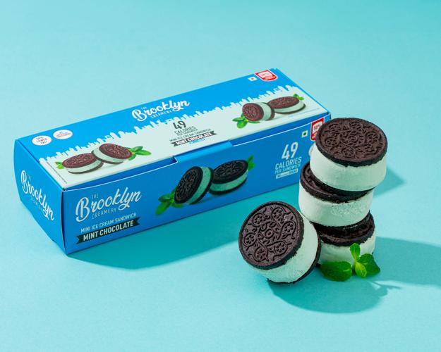 Mint Chocolate Ice Cream Sandwich X 4 (Low Calorie, No Sugar)