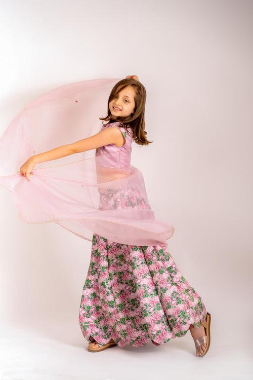 Kobi Pink Lehenga Kids