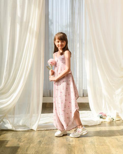 Rosey Pink Palazzo Jumpsuit Kids