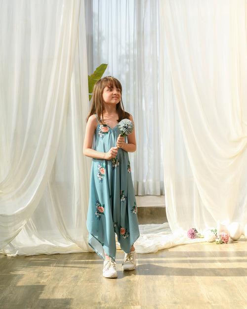 Dusty Teal Palazzo Jumpsuit Kids