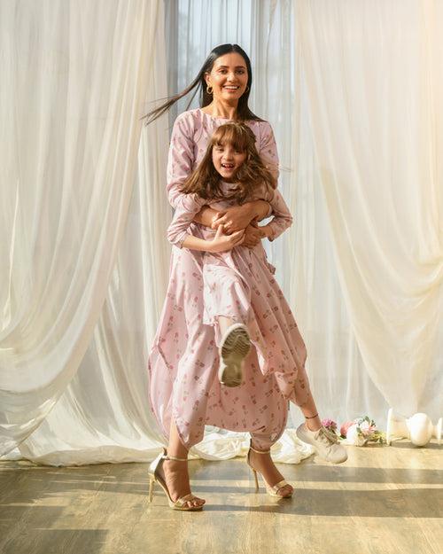 Mother Daughter Rosey Pink Dhoti Jumpsuit