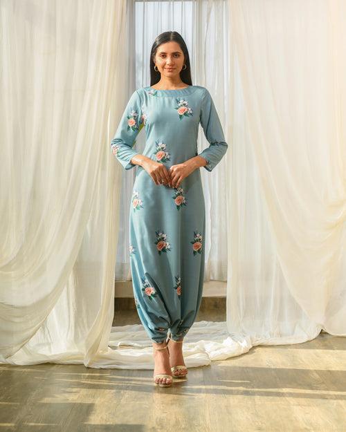 Mother Daughter Dusty Teal Dhoti Jumpsuit