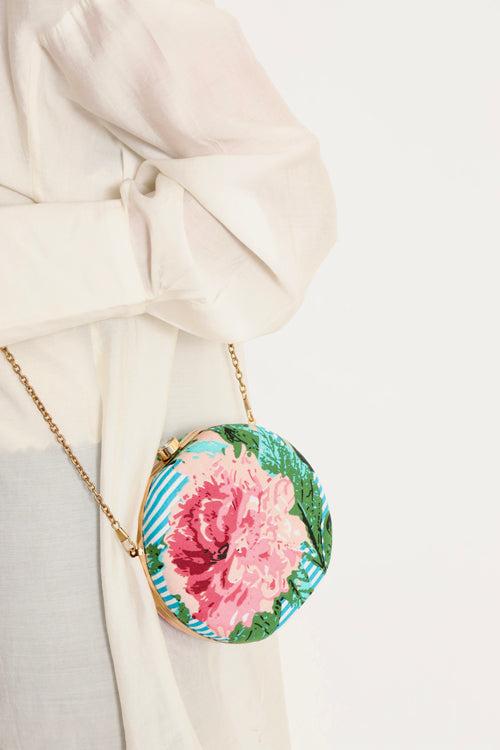 Striped Blue Floral Clutch