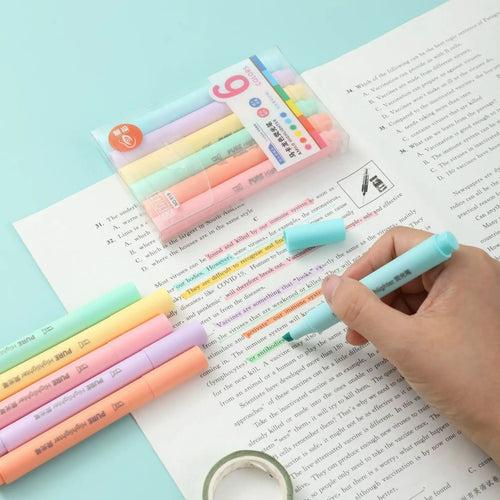 🖌️ Pastel Macaron Highlighter Pens - Set of 6 ✨