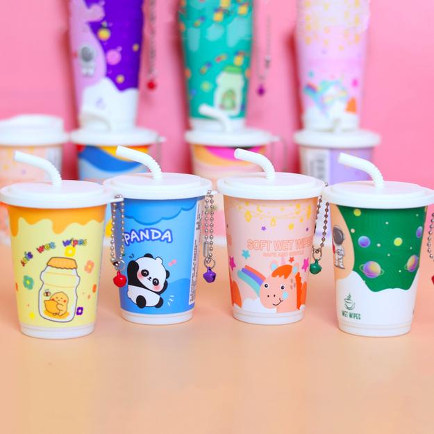 Cute Cartoon Smoothie Cup Shaped Wet Wipes