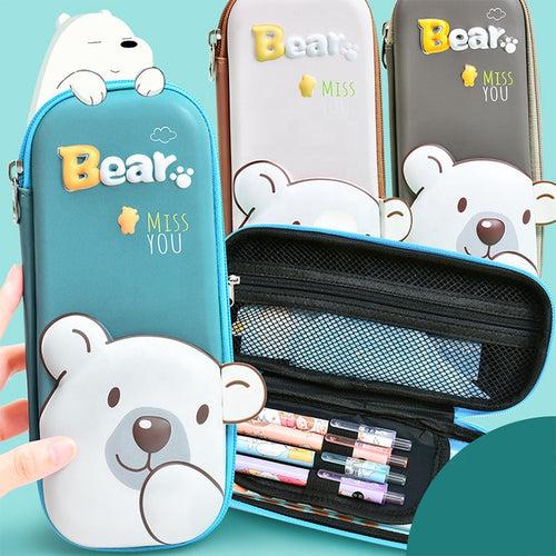 Cute Bear 3D Pattern Kids stationery zipper Pouch